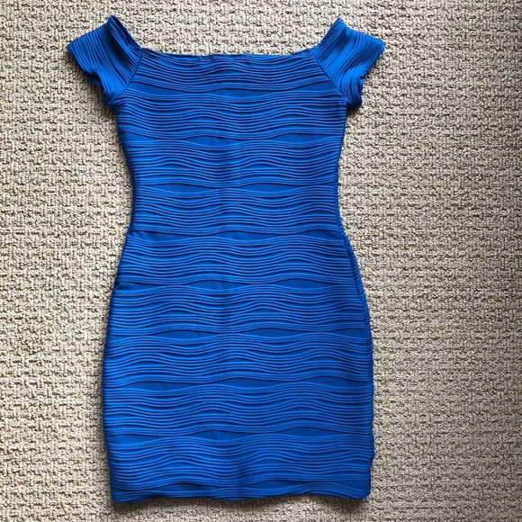 2/$15 MixMatch Wet Seal Blue Off Shoulder Stretchy Mini Dress - Picture 4 of 11